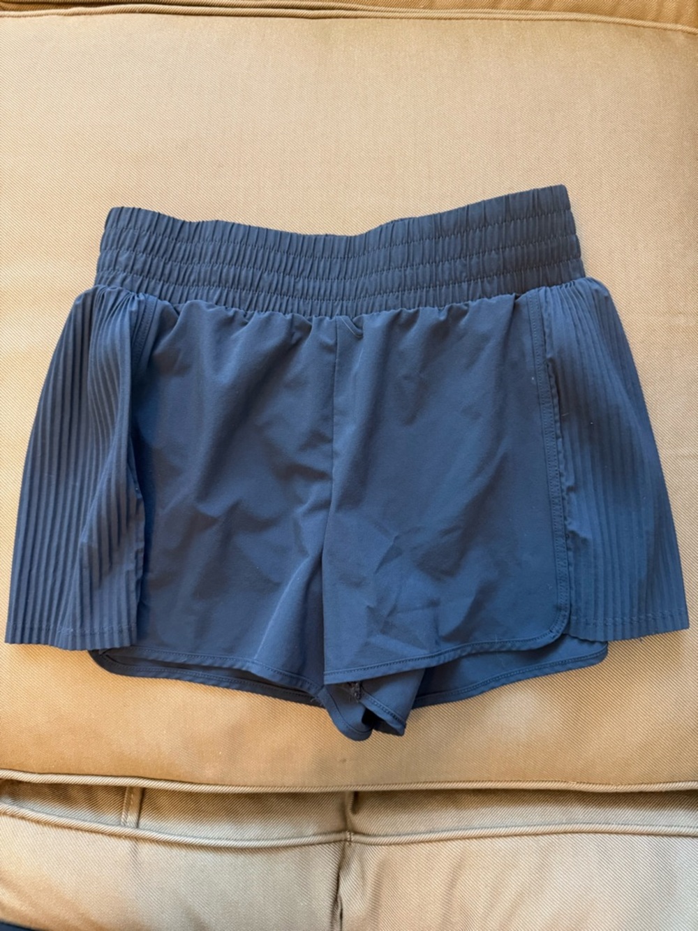 Women's Navy Athletic Shorts with Side Pleats